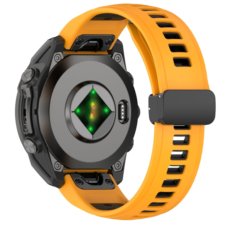 For Garmin Fenix 8 AMOLED 43mm Two Color Magnetic Silicone Watch Band