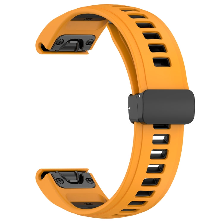 For Garmin Fenix 8 AMOLED 43mm Two Color Magnetic Silicone Watch Band