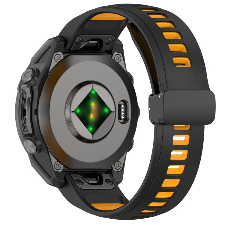 For Garmin Fenix 8 AMOLED 43mm Two Color Magnetic Silicone Watch Band