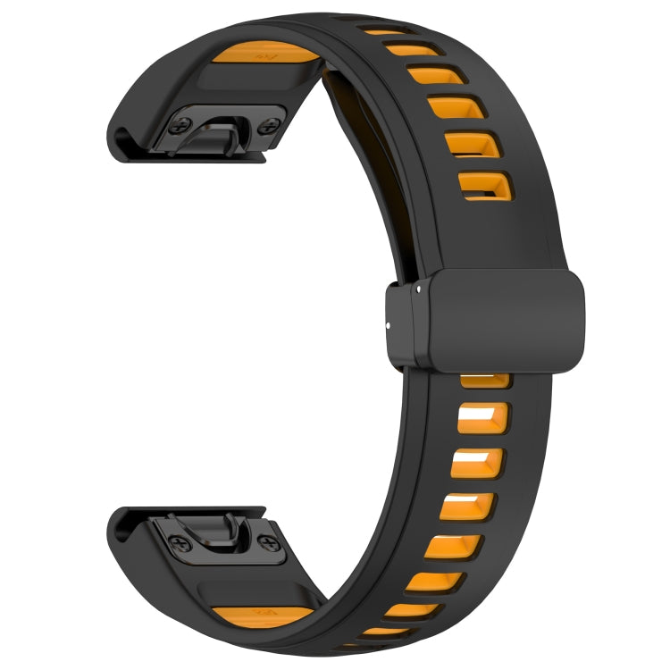 For Garmin Fenix 8 AMOLED 43mm Two Color Magnetic Silicone Watch Band