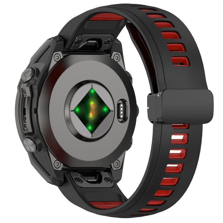For Garmin Fenix 8 AMOLED 43mm Two Color Magnetic Silicone Watch Band