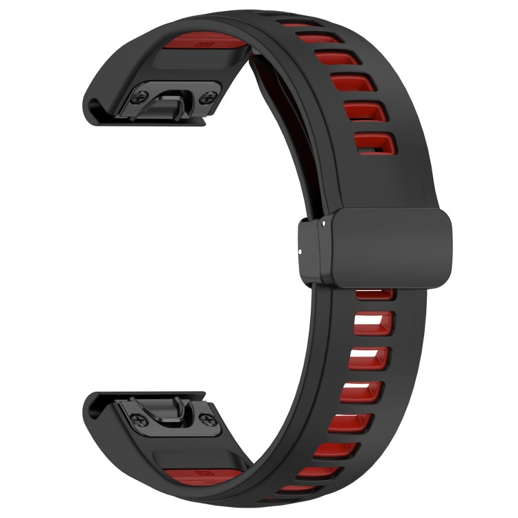 For Garmin Fenix 8 AMOLED 43mm Two Color Magnetic Silicone Watch Band