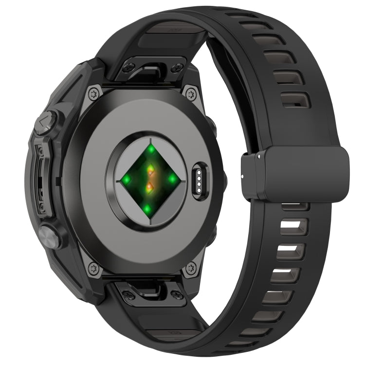 For Garmin Fenix 8 AMOLED 43mm Two Color Magnetic Silicone Watch Band