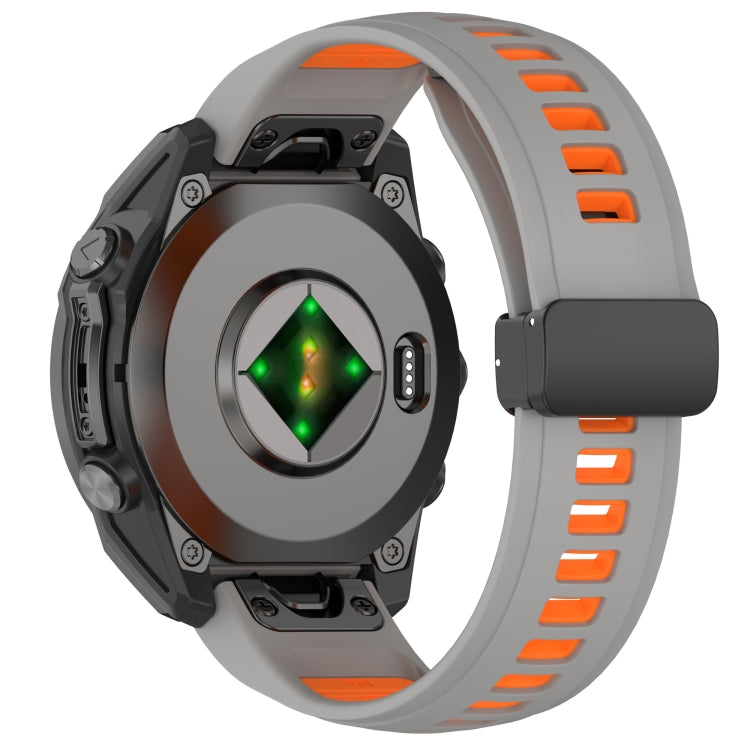 For Garmin Fenix 8 AMOLED 43mm Two Color Magnetic Silicone Watch Band