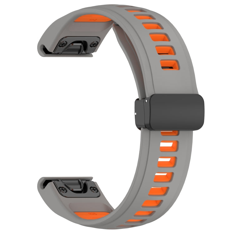 For Garmin Fenix 8 AMOLED 43mm Two Color Magnetic Silicone Watch Band