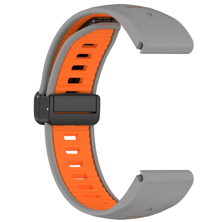 For Garmin Fenix 8 AMOLED 43mm Two Color Magnetic Silicone Watch Band