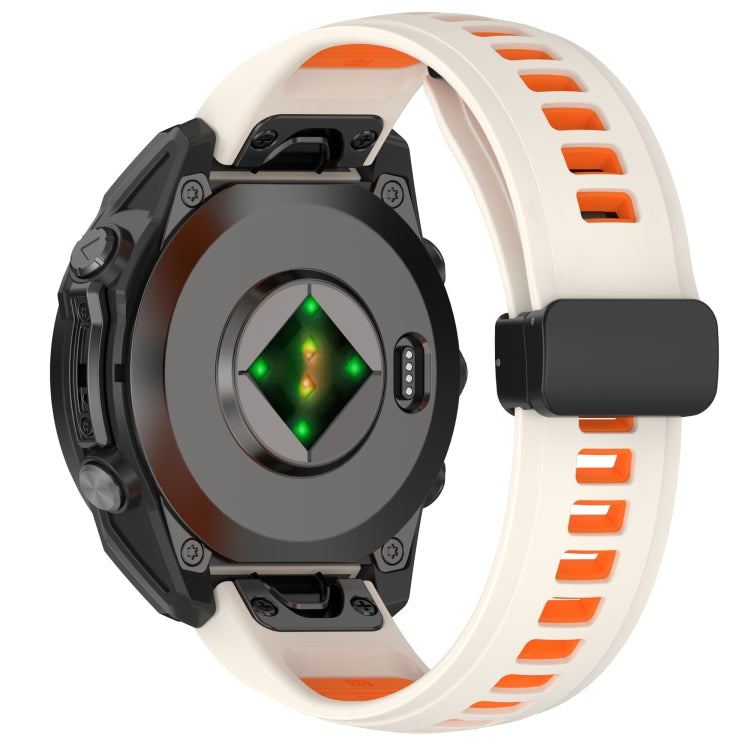 For Garmin Fenix 8 AMOLED 43mm Two Color Magnetic Silicone Watch Band