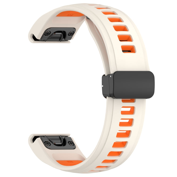 For Garmin Fenix 8 AMOLED 43mm Two Color Magnetic Silicone Watch Band