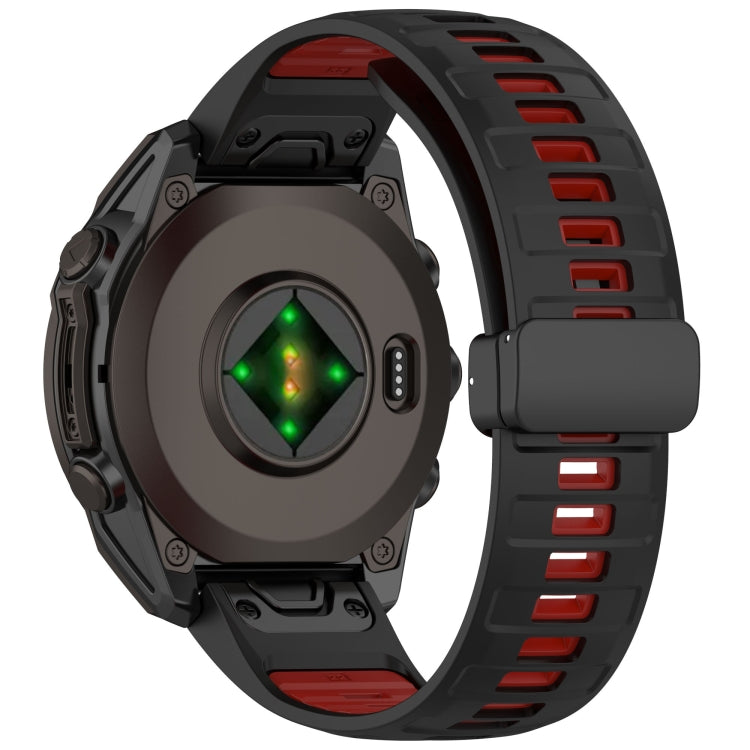 For Garmin Fenix 8 AMOLED 47mm Two Color Magnetic Silicone Watch Band