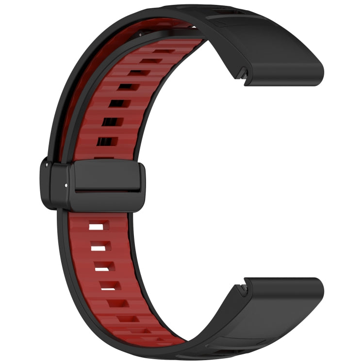 For Garmin Fenix 8 AMOLED 47mm Two Color Magnetic Silicone Watch Band
