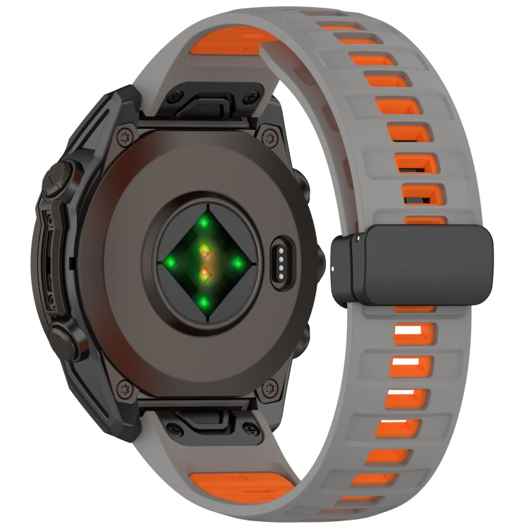 For Garmin Fenix 8 AMOLED 47mm Two Color Magnetic Silicone Watch Band
