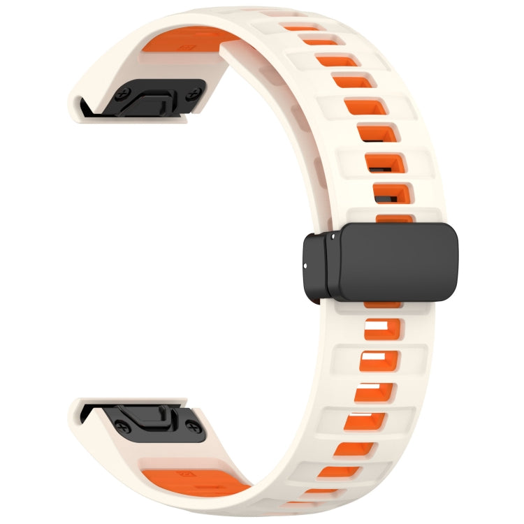 For Garmin Fenix 8 AMOLED 47mm Two Color Magnetic Silicone Watch Band