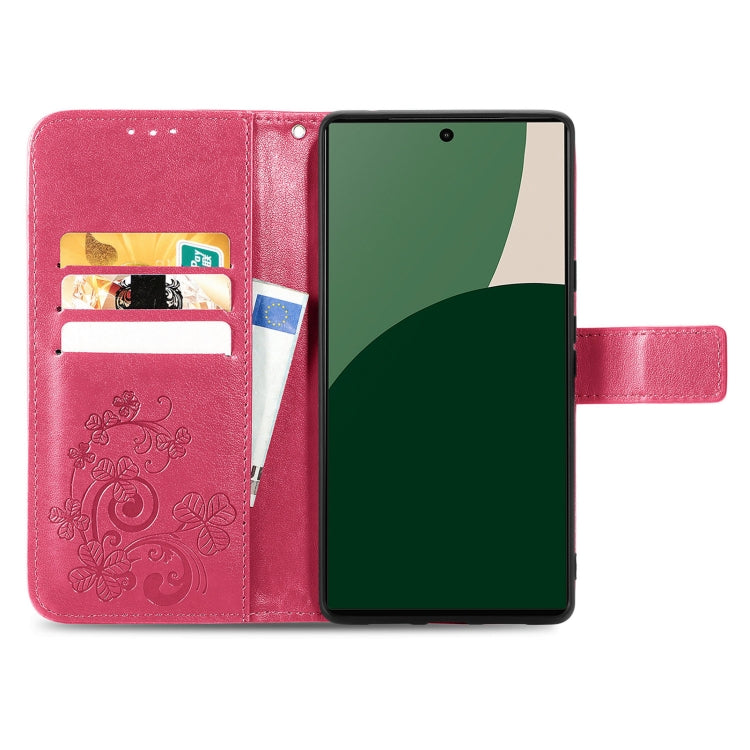 For Sharp Aquos R9 Four-leaf Clasp Embossed Buckle Leather Phone Case