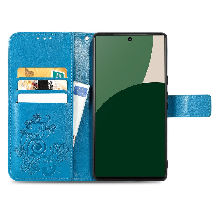 For Sharp Aquos R9 Four-leaf Clasp Embossed Buckle Leather Phone Case