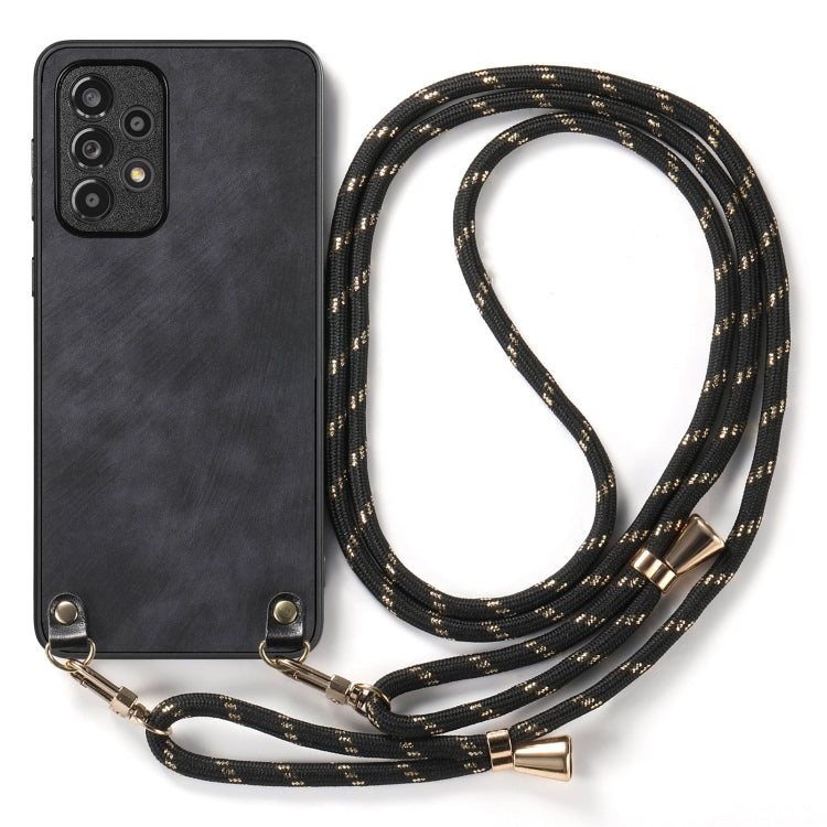 For Samsung Galaxy S22 Ultra 5G Vintage Leather PC Back Cover Phone Case with Crossbody Strap