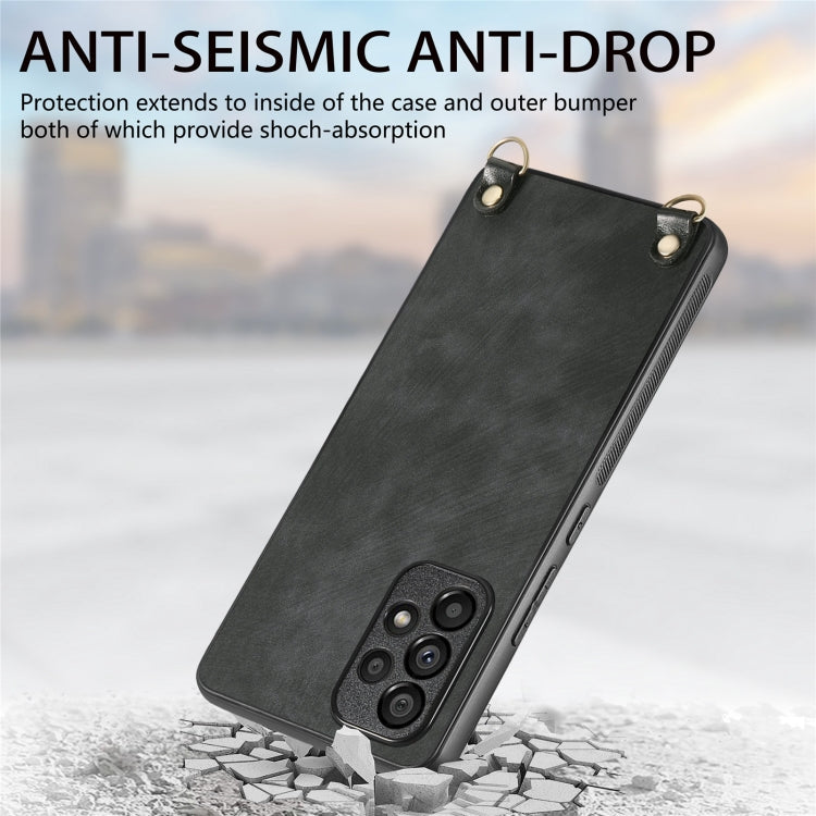 For Samsung Galaxy Note20 Vintage Leather PC Back Cover Phone Case with Crossbody Strap