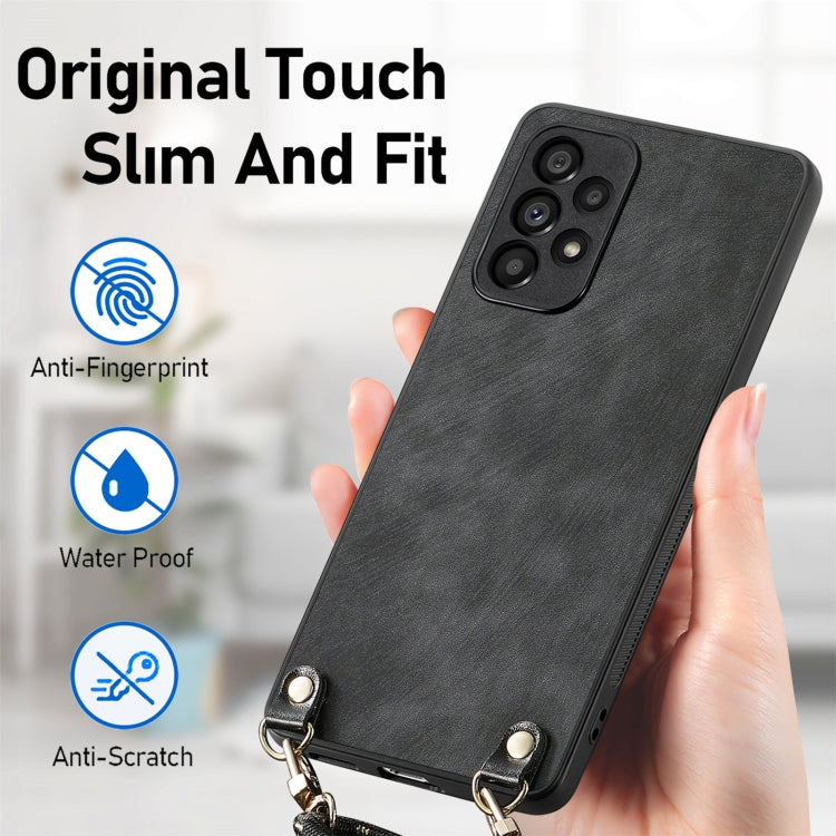 For Samsung Galaxy Note20 Vintage Leather PC Back Cover Phone Case with Crossbody Strap