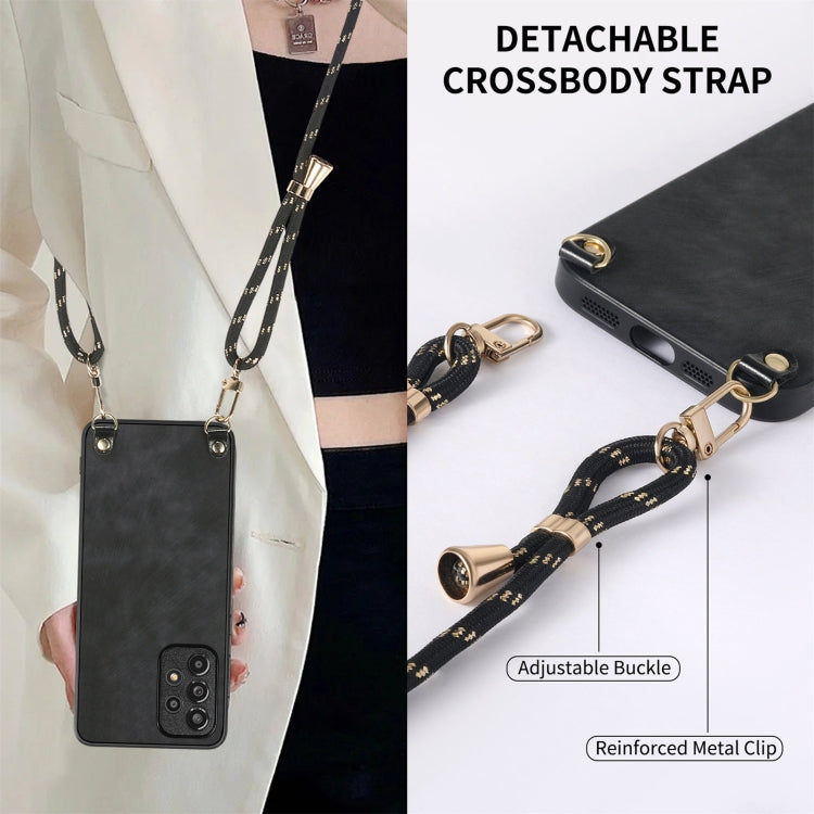 For Samsung Galaxy Note20 Vintage Leather PC Back Cover Phone Case with Crossbody Strap