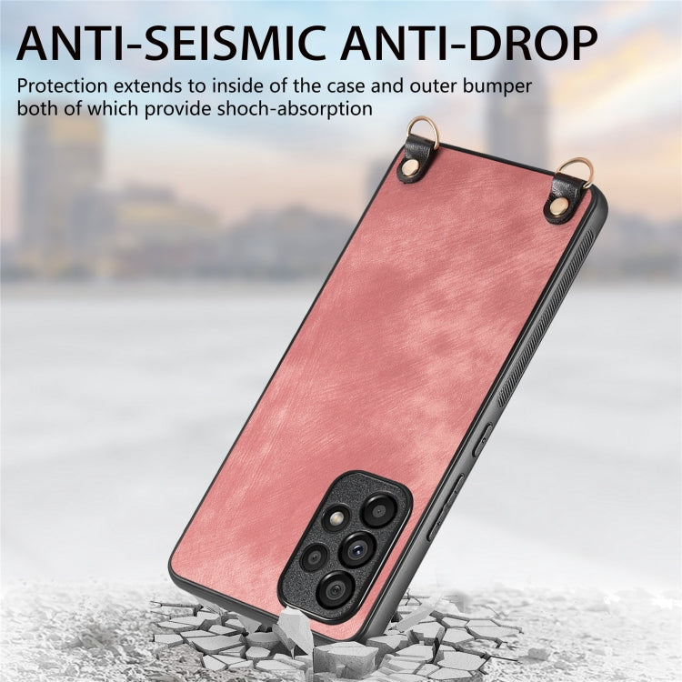 For Samsung Galaxy Note20 Vintage Leather PC Back Cover Phone Case with Crossbody Strap