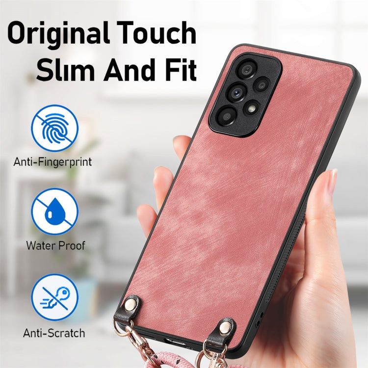 For Samsung Galaxy Note20 Vintage Leather PC Back Cover Phone Case with Crossbody Strap