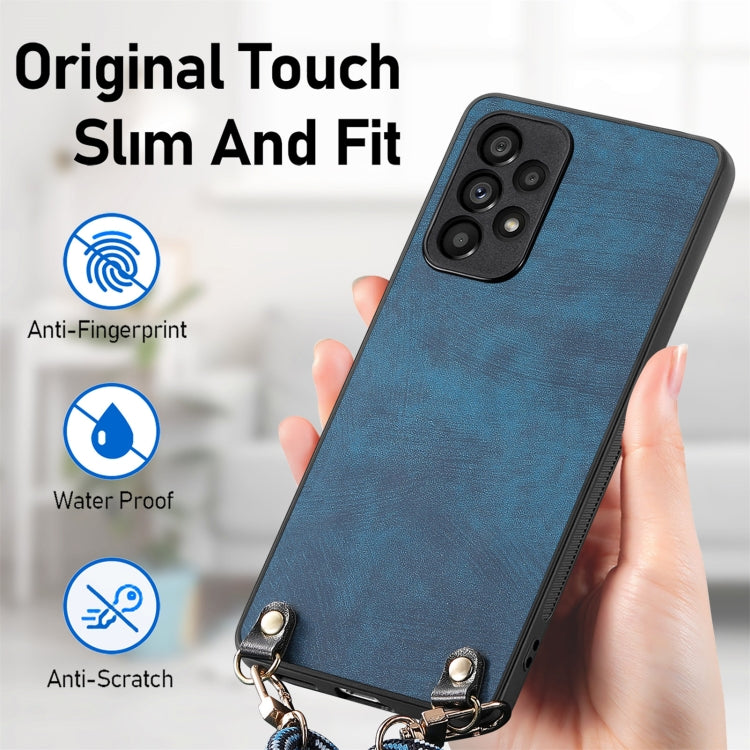 For Samsung Galaxy Note20 Vintage Leather PC Back Cover Phone Case with Crossbody Strap