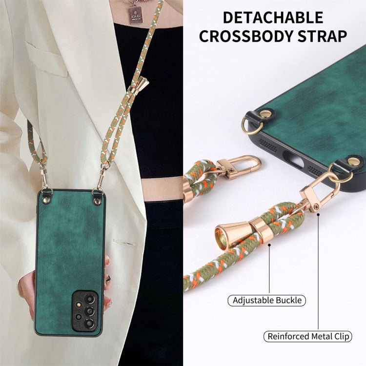 For Samsung Galaxy Note20 Vintage Leather PC Back Cover Phone Case with Crossbody Strap