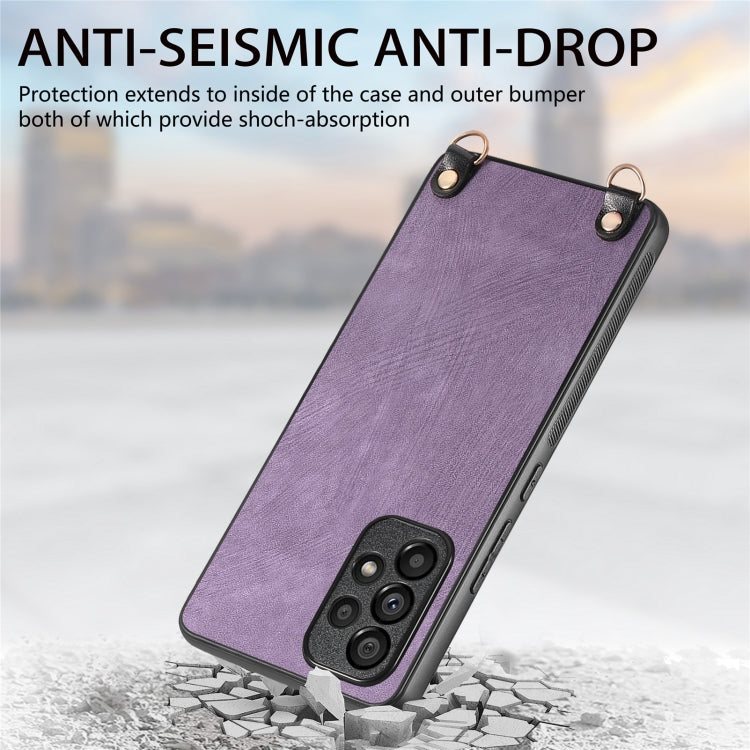 For Samsung Galaxy Note20 Vintage Leather PC Back Cover Phone Case with Crossbody Strap