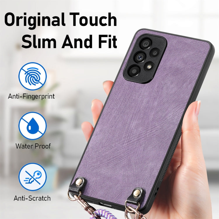 For Samsung Galaxy Note20 Vintage Leather PC Back Cover Phone Case with Crossbody Strap