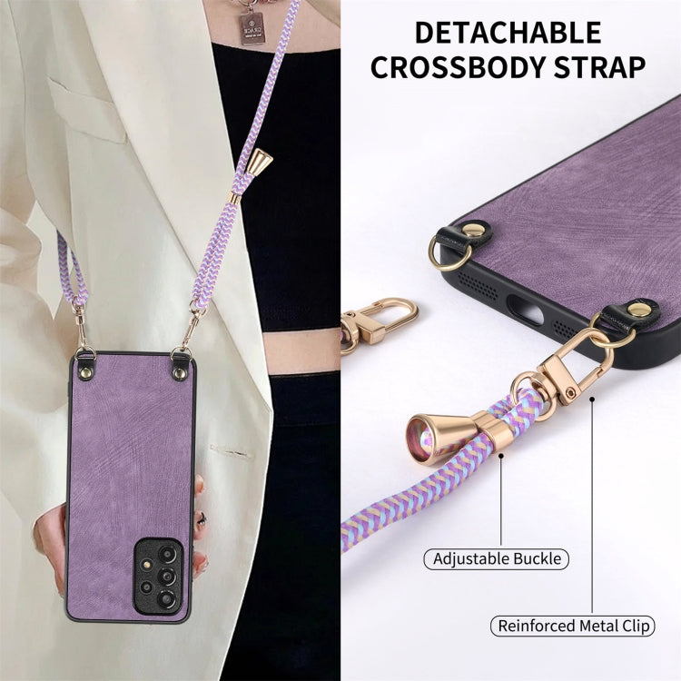 For Samsung Galaxy Note20 Vintage Leather PC Back Cover Phone Case with Crossbody Strap