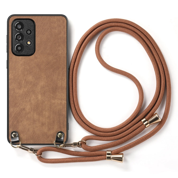 For Samsung Galaxy Note20 Vintage Leather PC Back Cover Phone Case with Crossbody Strap