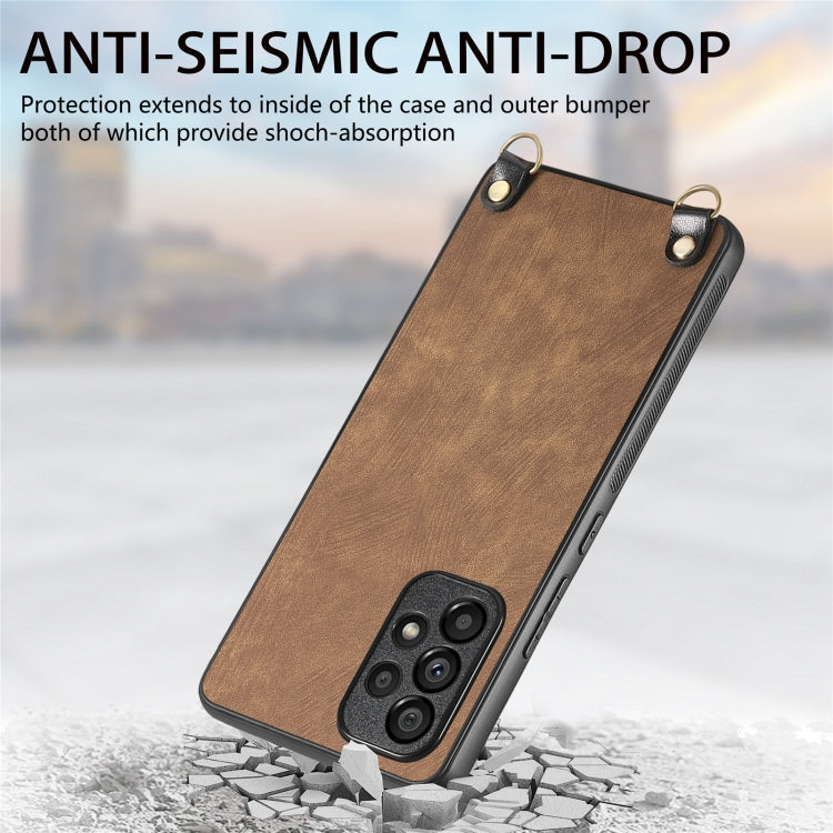 For Samsung Galaxy Note20 Vintage Leather PC Back Cover Phone Case with Crossbody Strap