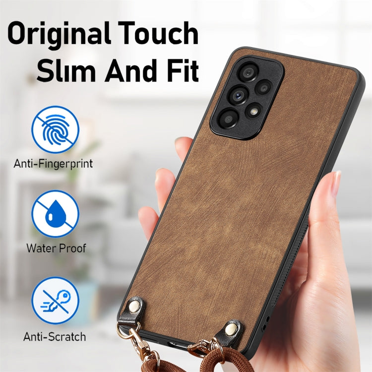 For Samsung Galaxy Note20 Vintage Leather PC Back Cover Phone Case with Crossbody Strap