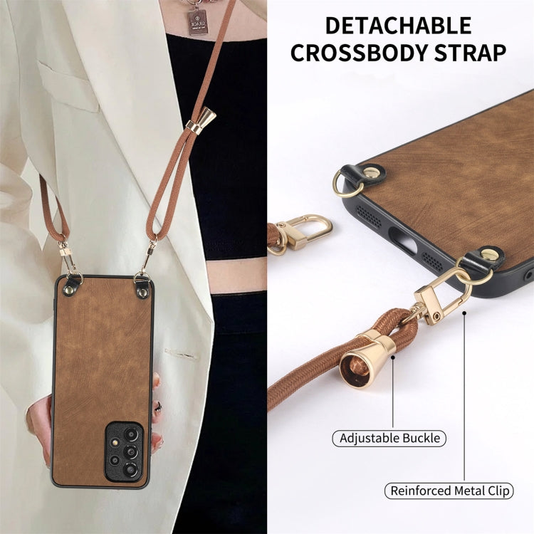 For Samsung Galaxy Note20 Vintage Leather PC Back Cover Phone Case with Crossbody Strap