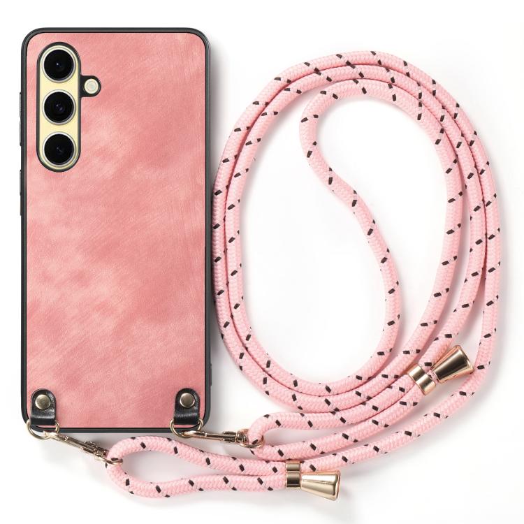 For Samsung Galaxy A56 5G Vintage Leather PC Back Cover Phone Case with Crossbody Strap