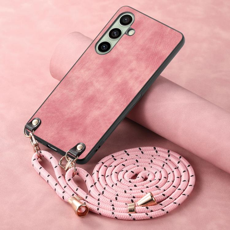 For Samsung Galaxy A56 5G Vintage Leather PC Back Cover Phone Case with Crossbody Strap