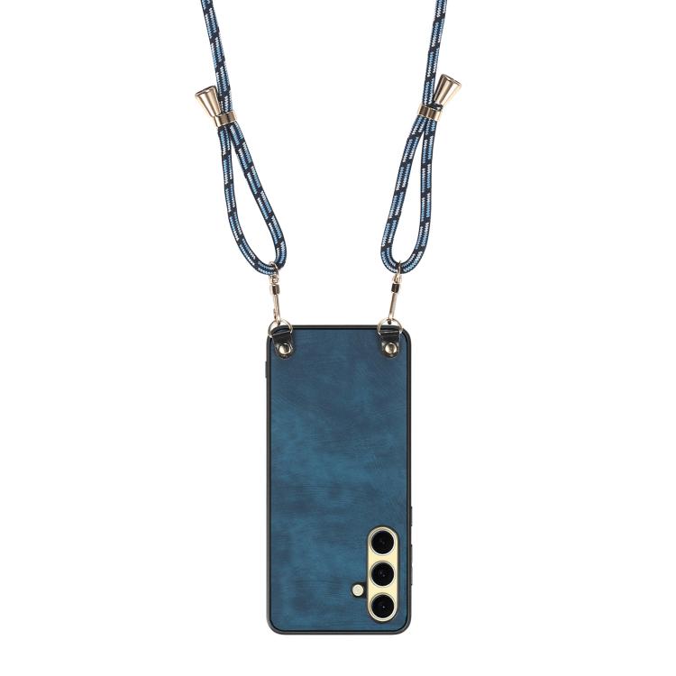 For Samsung Galaxy A56 5G Vintage Leather PC Back Cover Phone Case with Crossbody Strap