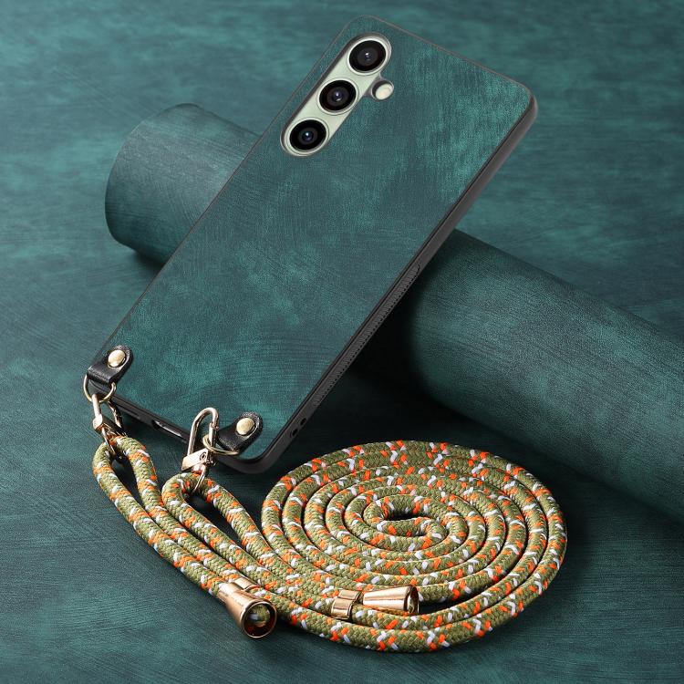For Samsung Galaxy A56 5G Vintage Leather PC Back Cover Phone Case with Crossbody Strap