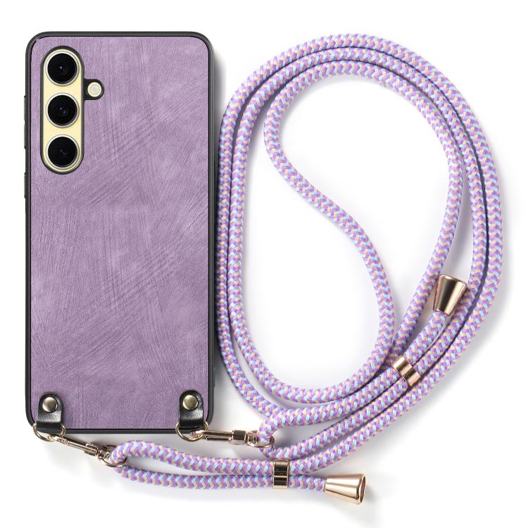 For Samsung Galaxy A56 5G Vintage Leather PC Back Cover Phone Case with Crossbody Strap