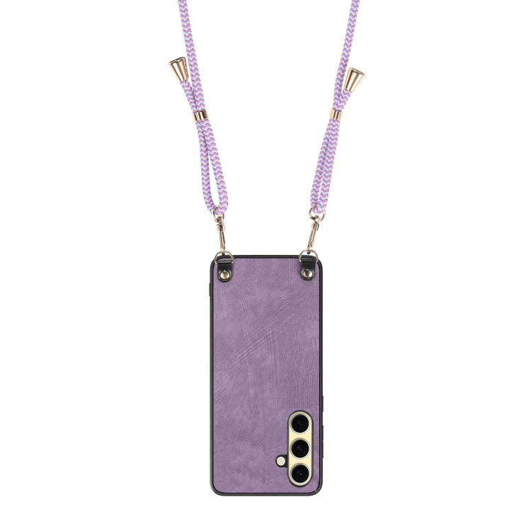 For Samsung Galaxy A56 5G Vintage Leather PC Back Cover Phone Case with Crossbody Strap