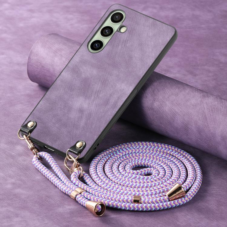 For Samsung Galaxy A56 5G Vintage Leather PC Back Cover Phone Case with Crossbody Strap
