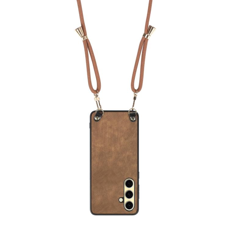 For Samsung Galaxy A56 5G Vintage Leather PC Back Cover Phone Case with Crossbody Strap