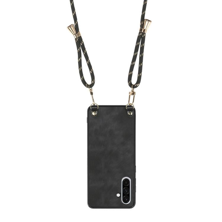 For Samsung Galaxy A36 Vintage Leather PC Back Cover Phone Case with Crossbody Strap