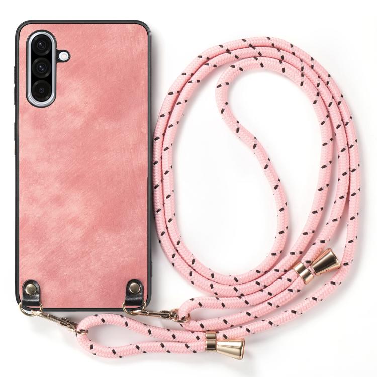 For Samsung Galaxy A36 Vintage Leather PC Back Cover Phone Case with Crossbody Strap