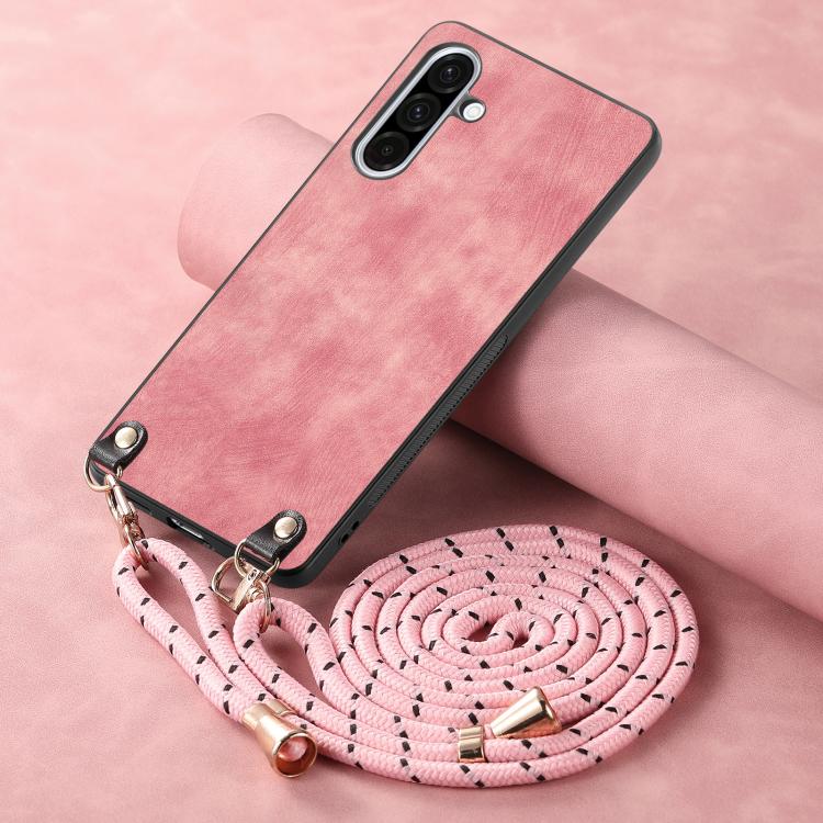 For Samsung Galaxy A36 Vintage Leather PC Back Cover Phone Case with Crossbody Strap