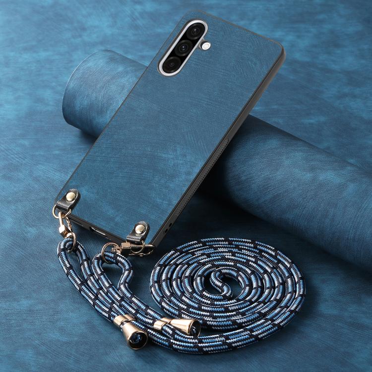 For Samsung Galaxy A36 Vintage Leather PC Back Cover Phone Case with Crossbody Strap