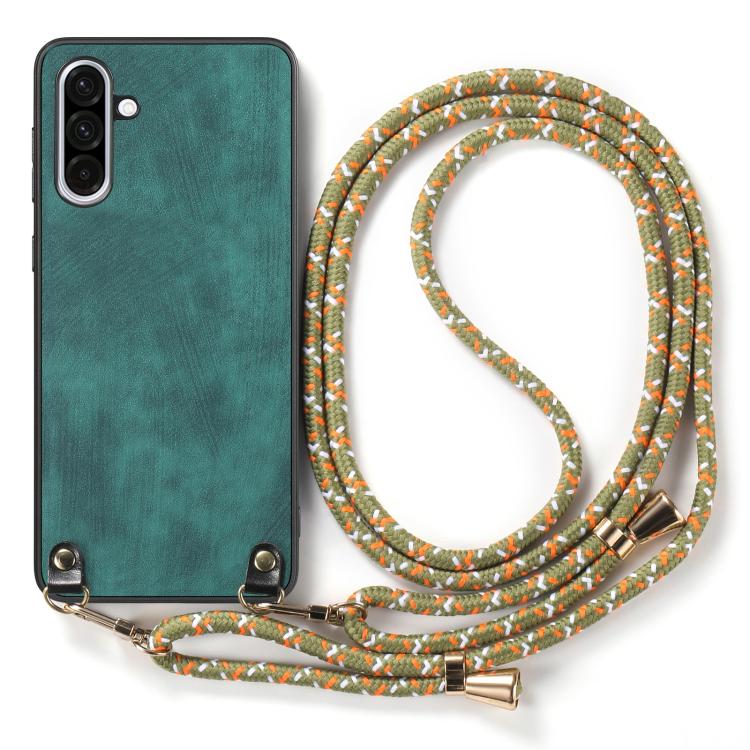 For Samsung Galaxy A36 Vintage Leather PC Back Cover Phone Case with Crossbody Strap