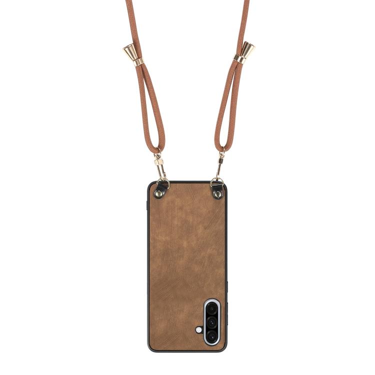 For Samsung Galaxy A36 Vintage Leather PC Back Cover Phone Case with Crossbody Strap