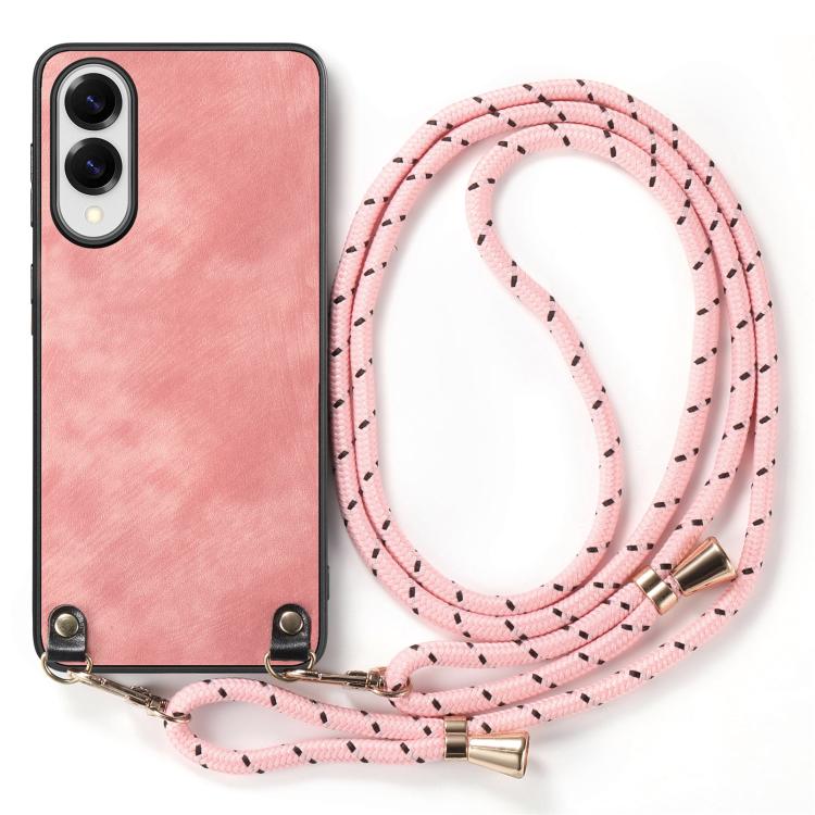 For Samsung Galaxy S25 Edge 5G Vintage Leather PC Back Cover Phone Case with Crossbody Strap