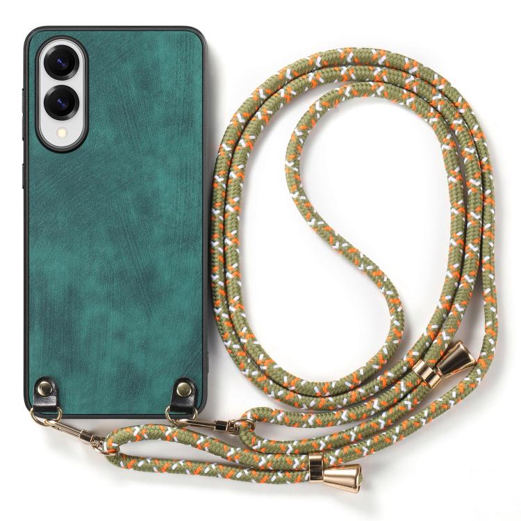 For Samsung Galaxy S25 Edge 5G Vintage Leather PC Back Cover Phone Case with Crossbody Strap