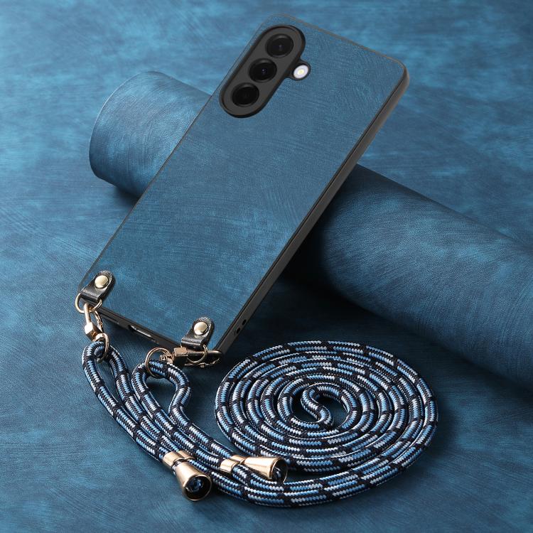 For Samsung Galaxy A37 5G Vintage Leather PC Back Cover Phone Case with Crossbody Strap